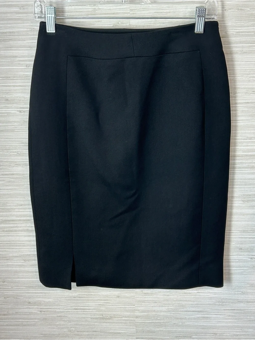 Ralph Rucci Black Silk Wool Blend Pencil Skirt Size 6 USA Lined Slit Designer